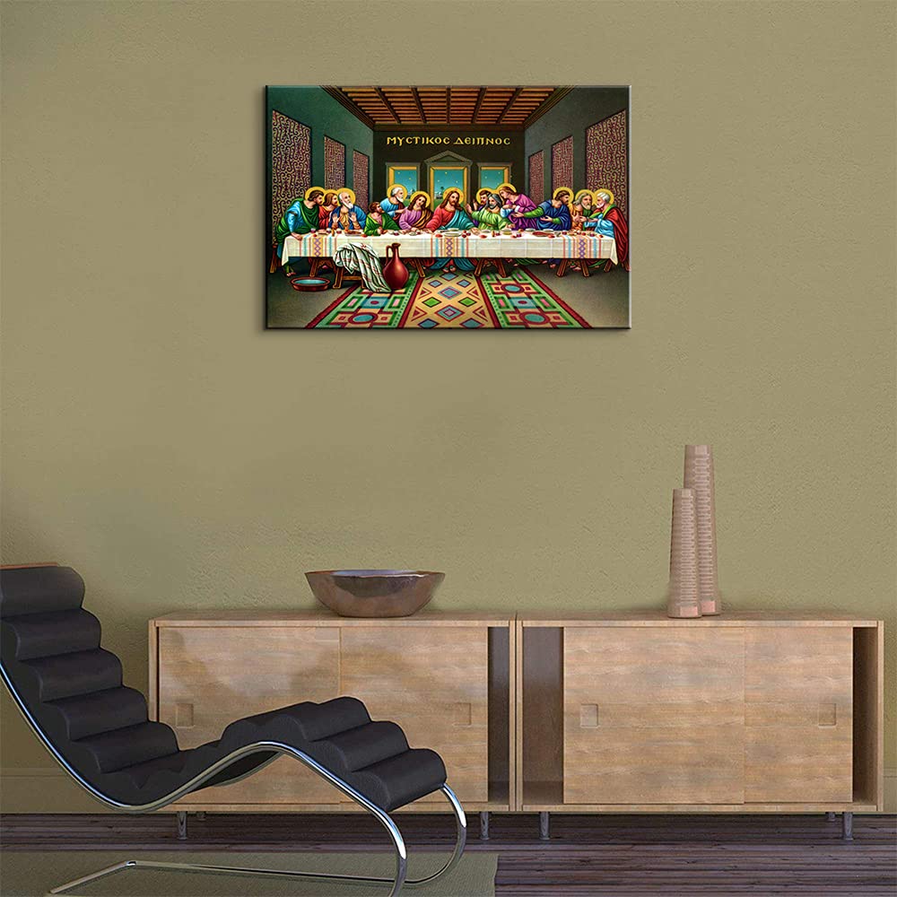 Last Supper Wall Decor Framed Jesus Wall Art Leonardo Da Vinci Poster Paintings of The Last Supper of Jesus Christian