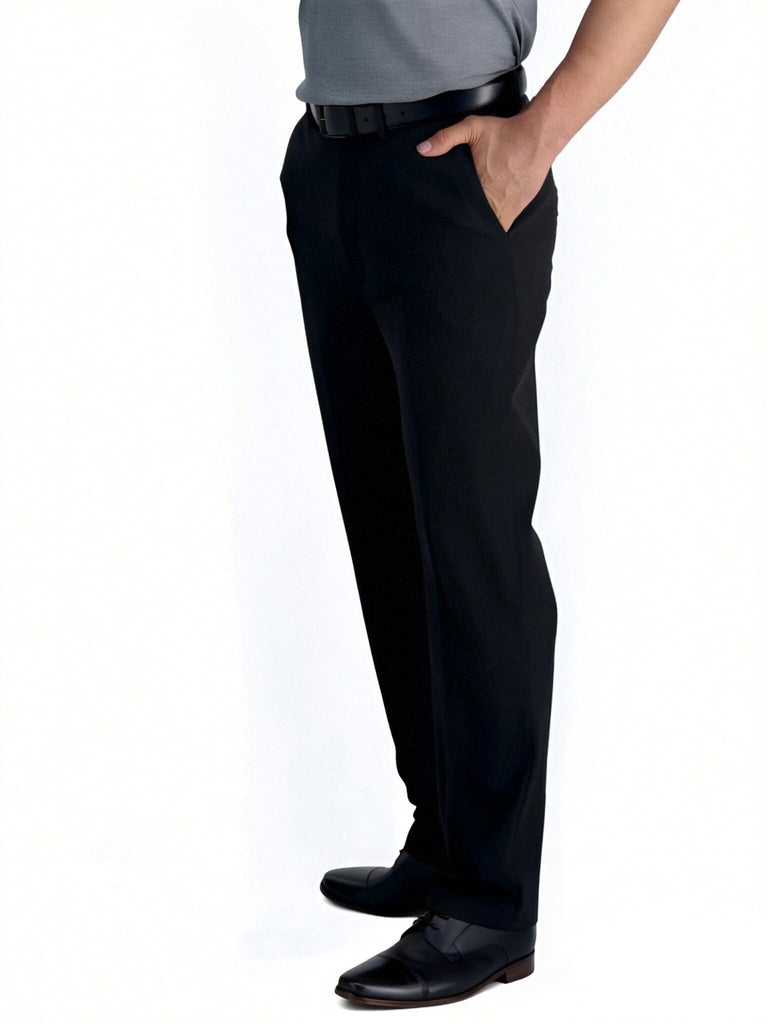 Men's Wrinkle-Free Classic Fit Stretch Dress Pants - 4-Way Stretch Drape-Finish No-Iron Office Pants for Formal &