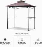 Four Seasons Courtyard BBQ Grill Gazebo with LED Lights, 2 Glass Shelves
