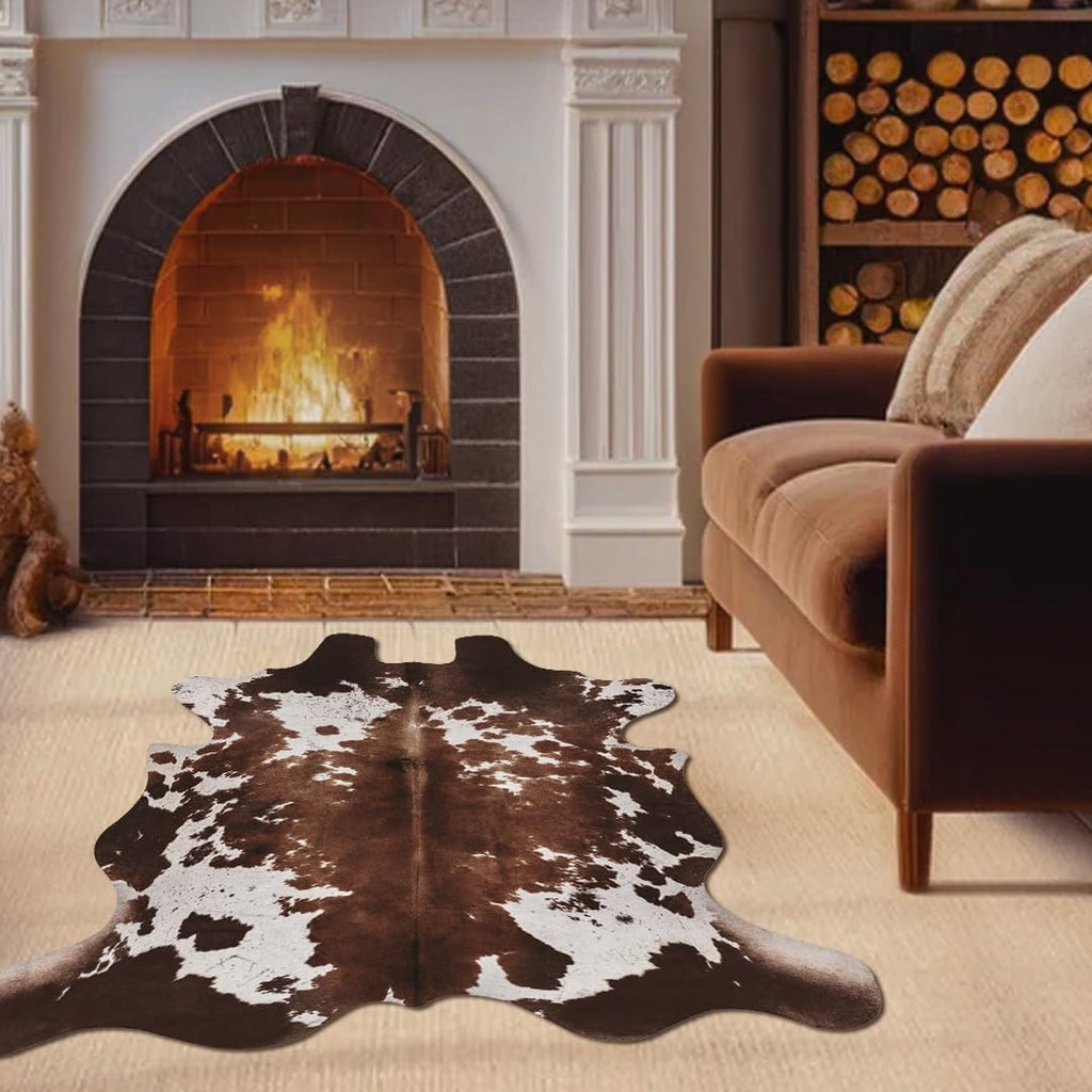 Faux Cowhide Cow Print Rug, Animal Hide Western Decor, 4. .2 Feet