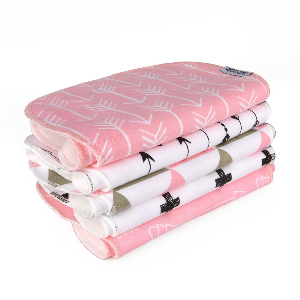 Burp Cloths for Babies - Soft Cotton Front & Fleece Back - Contoured Fit for Newborn Essentials - Pack of 5, 2