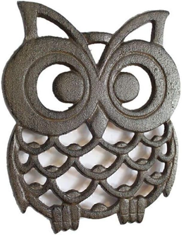 Cast Iron Owl Trivet 8" - Cast Iron Owl Decoration - Owl Kitchen