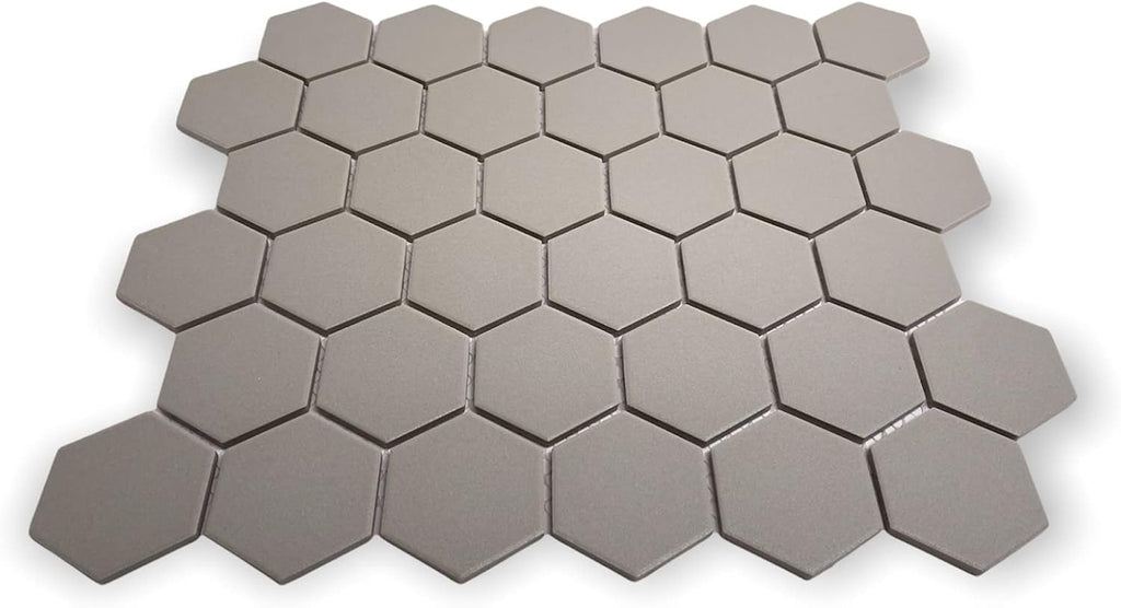 TDPW-UNGH2-409 Trout Gray Porcelain 2 Inch Hexagon Unglazed Finish Mosaic Tile Floors, Walls, Kitchen Backsplash and