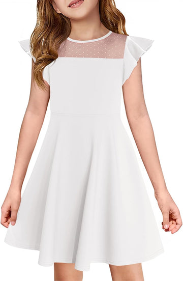 Girls Dress Summer Ruffle Sleeve Mesh A Line Party Dresses