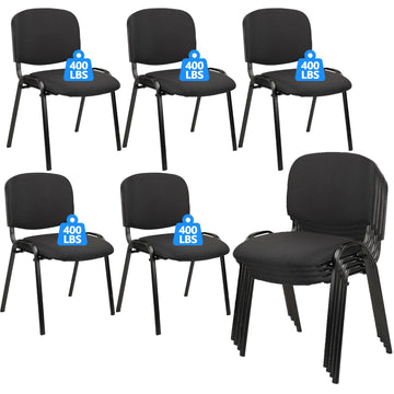 Stackable Waiting Room Chairs, Cloth Fabric Guest Reception Chair with Upholstered Thickene Seat and Back Support