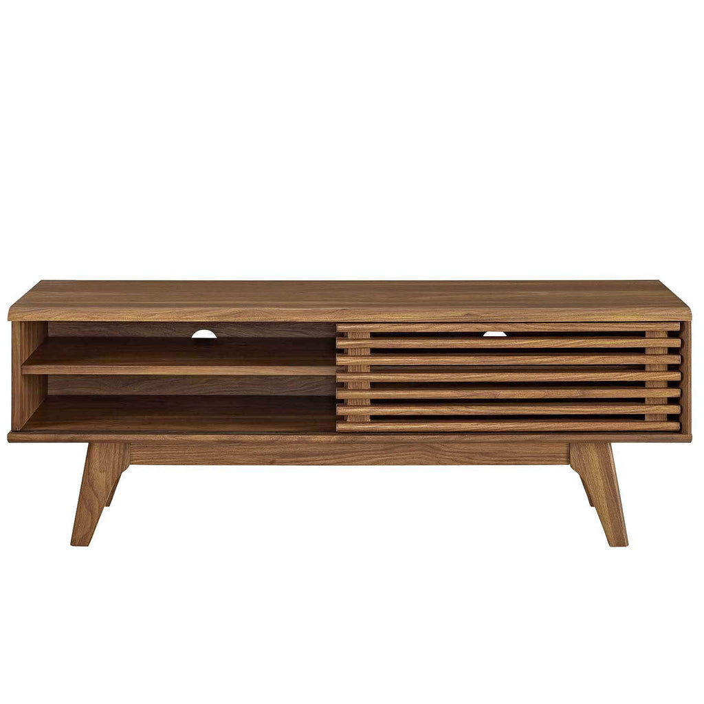 Render 48" Mid-Century Modern Low Profile Media Console TV Stand, 48 Inch, Walnut