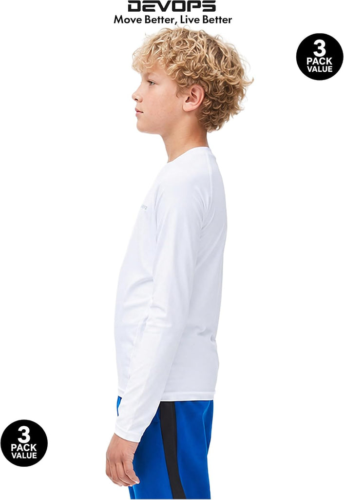 3 Pack Boys Compression Shirts Long Sleeve Athletic Baselayer