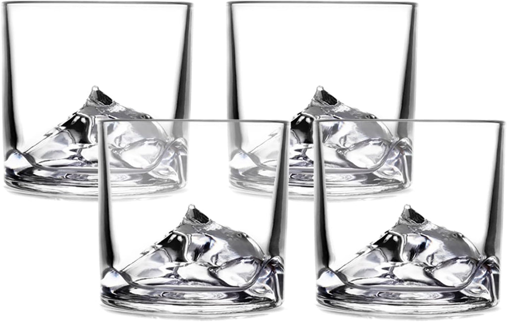 Mount Everest Whiskey Decanter Set with 4 Heavy Glasses - Mens Gift - Set of 5