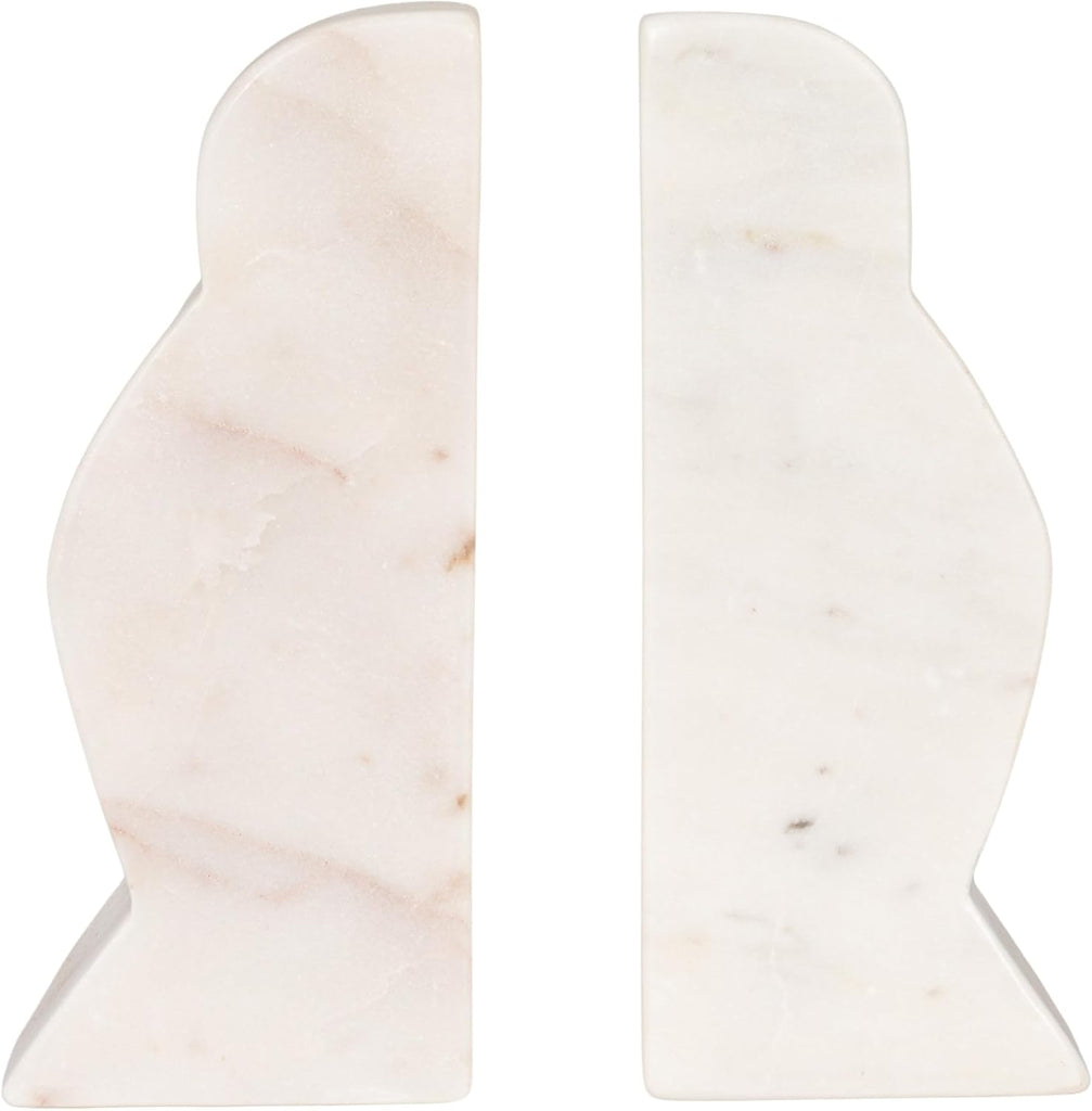 Decorative Marble Wave Bookends, Mottled White
