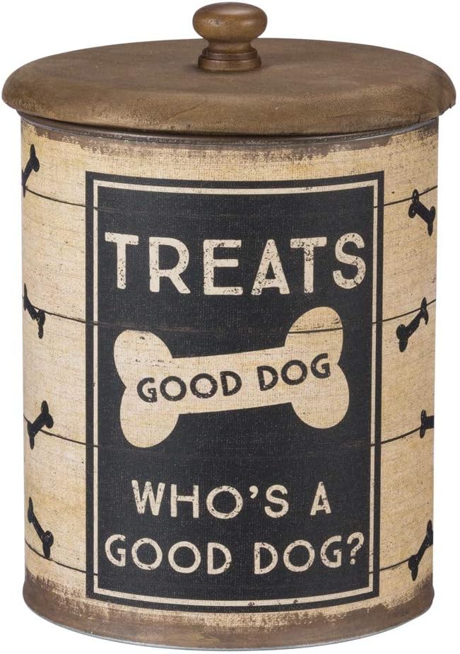 Rustic Pet Tin Bins - Dog Food & Toy Storage Set, 'Toys & Beware of Wigglebutts' Themed Containers