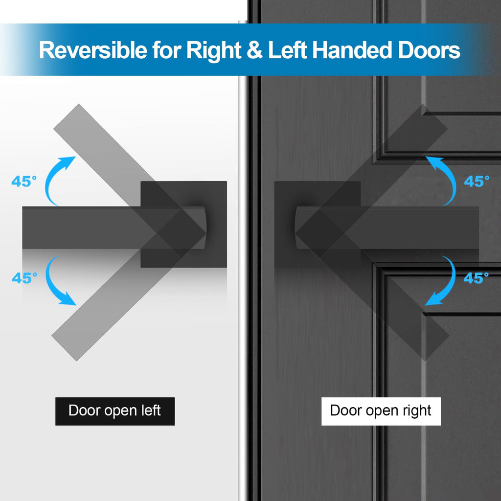 Passage Door Lever, 8 Pack Matte Black Interior Door Handles and Closet, Heavy Duty Square Interior Keyless Door
