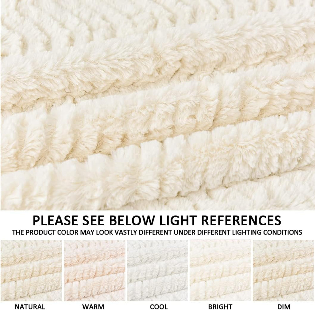 Luxury Double Sided Faux Fur Throw Blanket,700GSM Ultra Soft Fuzzy Thick Throw,Fishbone Pattern, Machine Washable