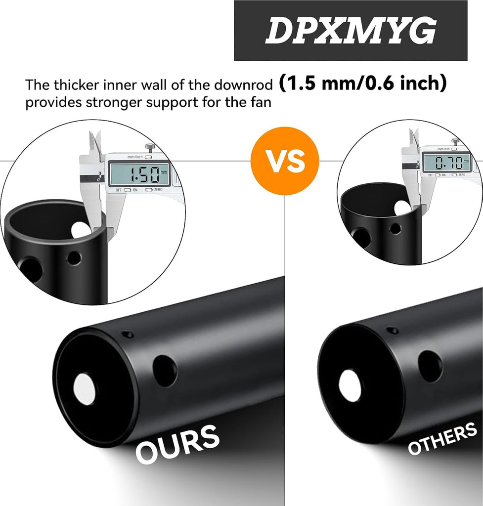 Ceiling Fan Downrod Extension Pole, 1 Inch Diameter, Threadless Universal Fit