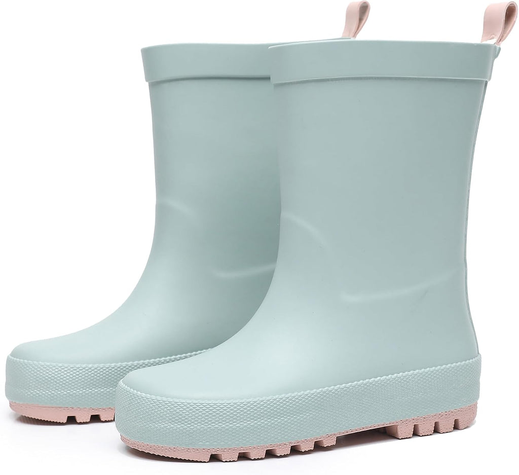 Toddler Rain Boots with Easy-On Handles, Waterproof Kids Rain Boots for Girls & Boys, Fun Printed & Colors