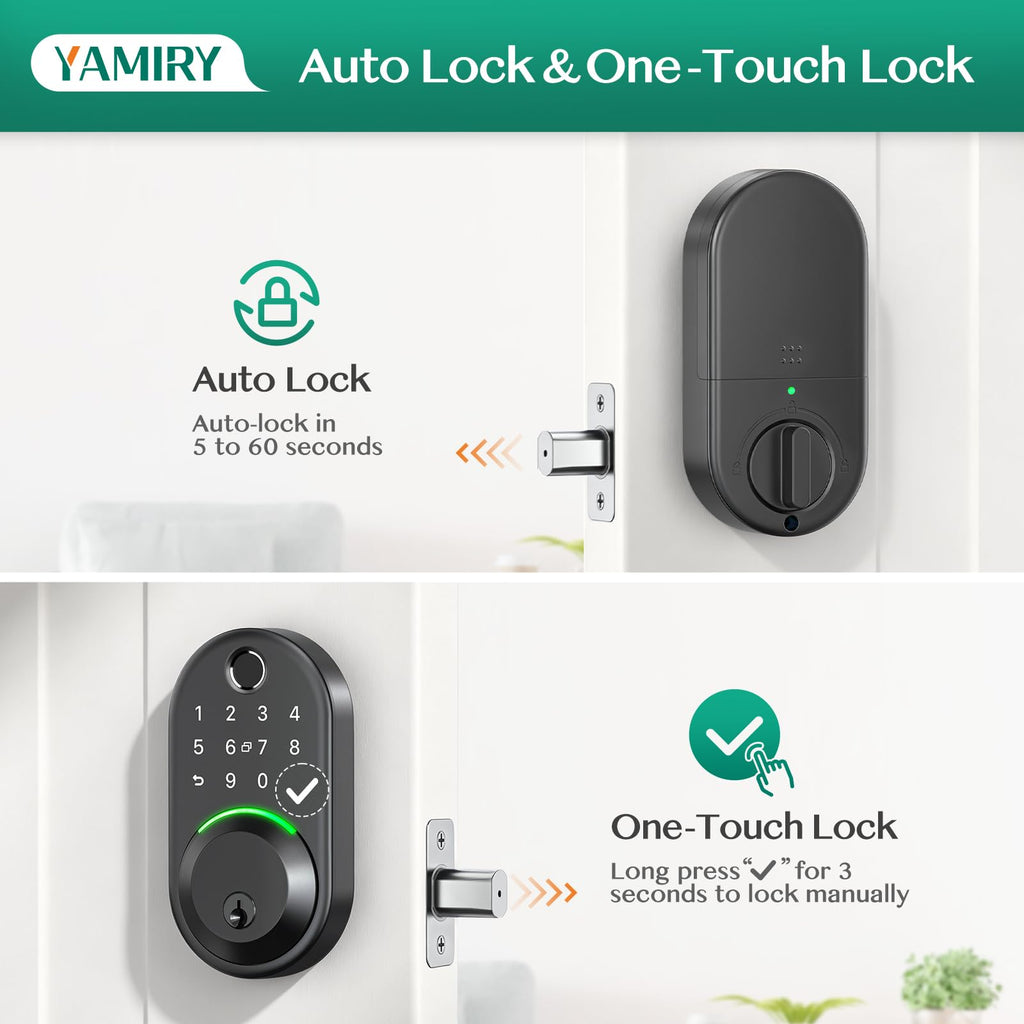Smart Deadbolt Lock with Keypad, Fingerprint Keyless Entry Door Lock