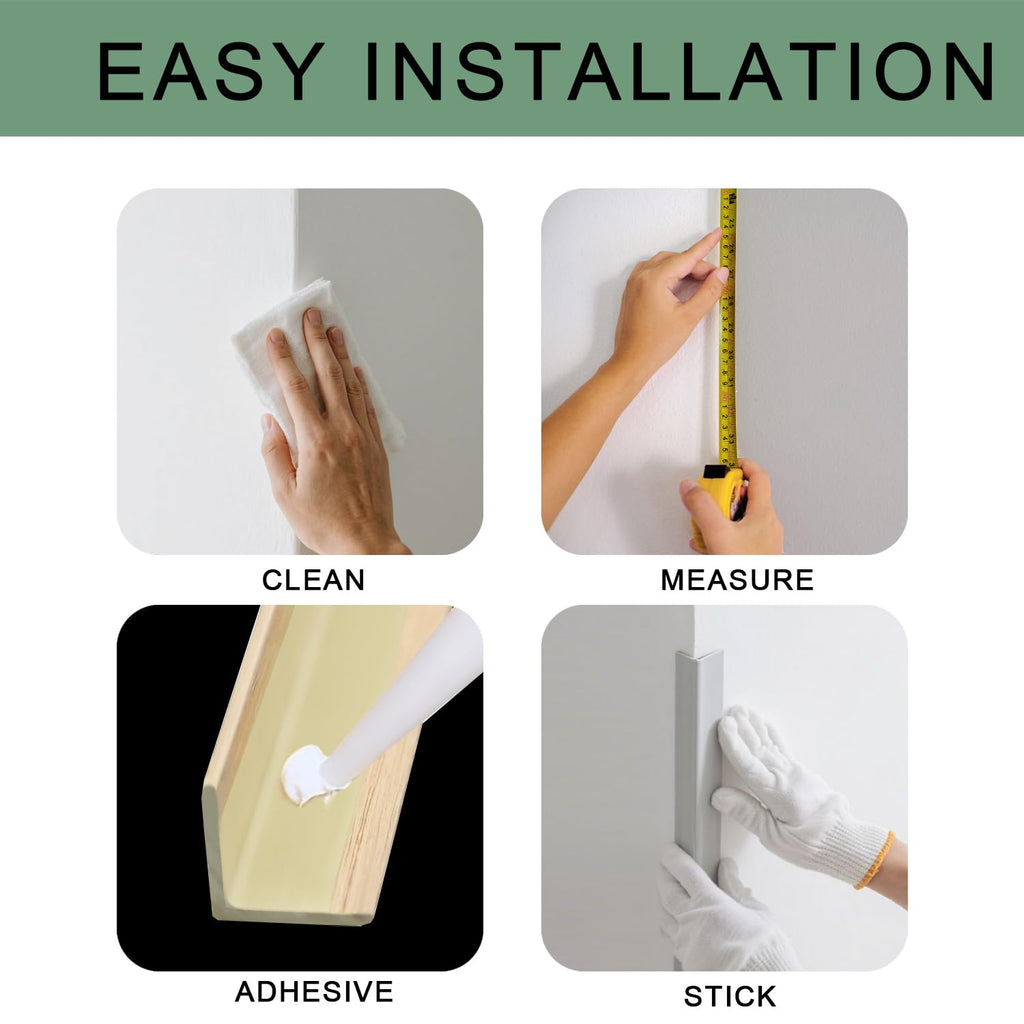 9Pcs 48" Wall Corner Protector,Wood Grain Wall Edge Strip Guards Trim,White