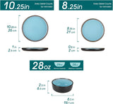 Plates and Bowls Sets, 18 Pieces Stoneware Dinnerware Sets for 6