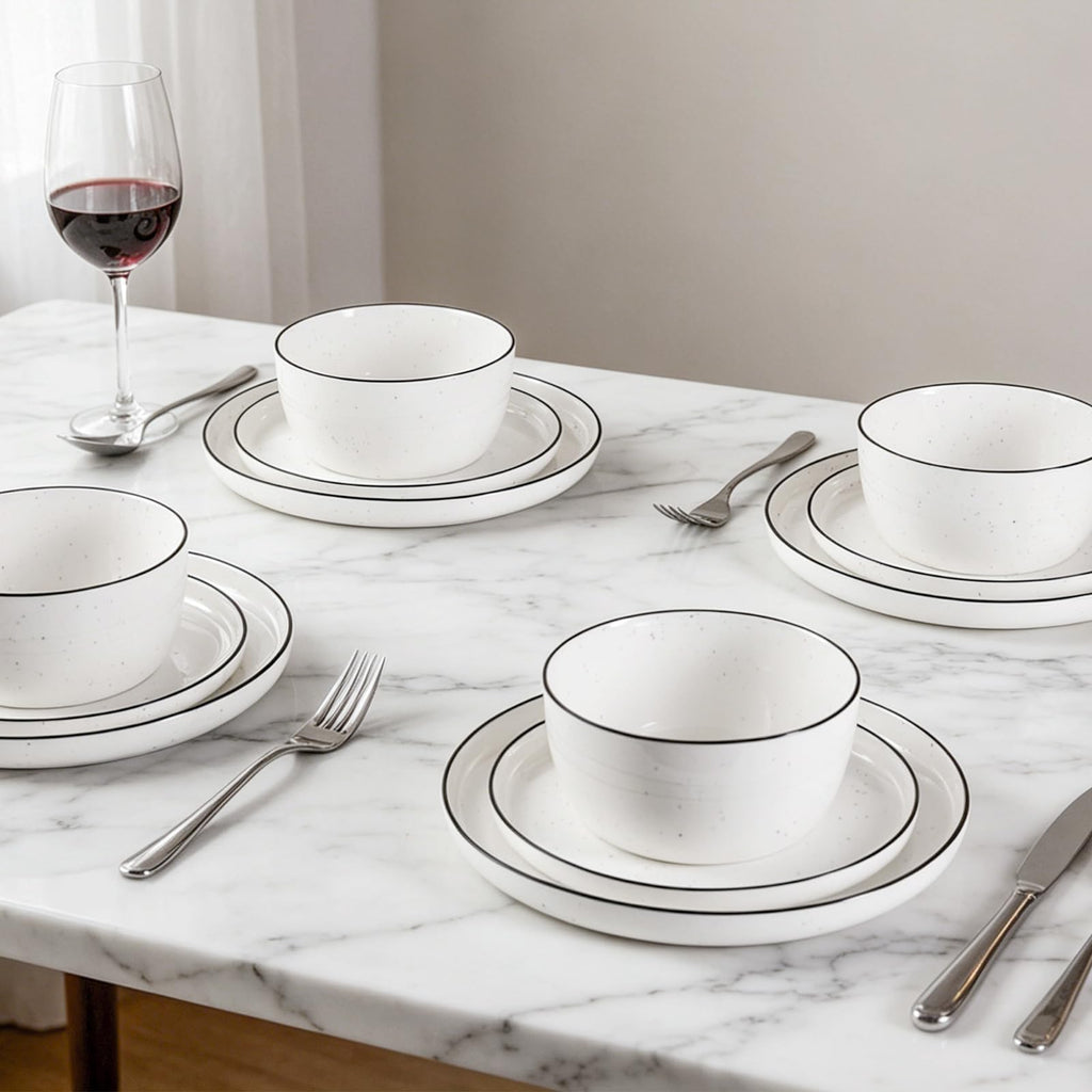 Plates and Bowls Sets, 18 Pieces Modern Stoneware Dinnerware Set for 6 Kitchen Dinner Set Ceramic Dishware Dishes Set