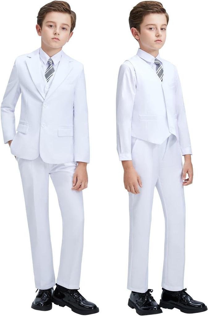 Boys' 5 Piece Suit Set with Shirt Tie Formal Slim Fit Kids Suits