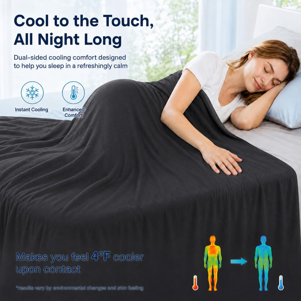 Double-Sided Cooling Comforter Queen Size, Ice Silk Summer Blanket, Smooth No-Stripes, No-Seam, Edge-Free Design