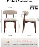 Dining Room Chairs Set of 2, Upholstered Farmhouse Dining Chairs with Solid Wood Legs and Fabric Seat for Kitchen or Dining Room, Beige