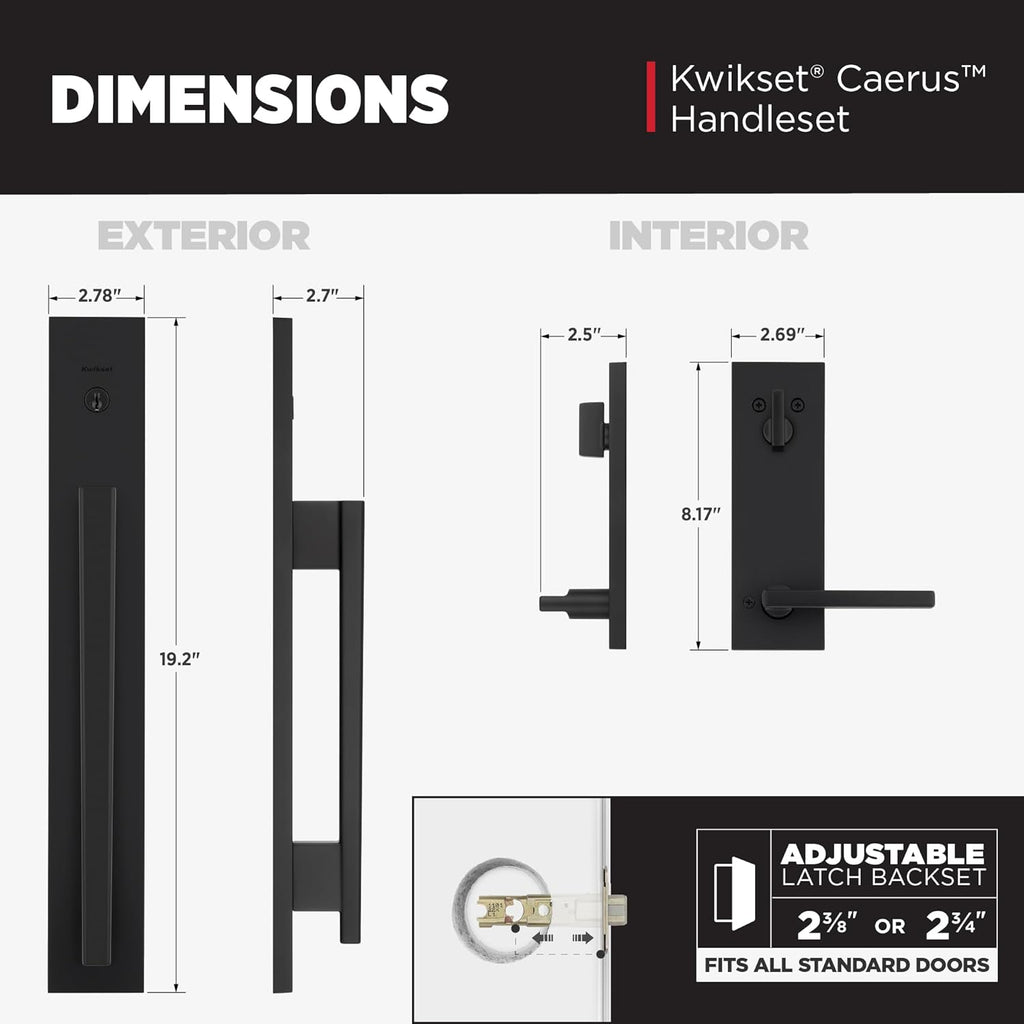 Careus Front Door Lock Handle and Deadbolt Set, Entry Door Handleset Exterior with Interior Reversible Lever