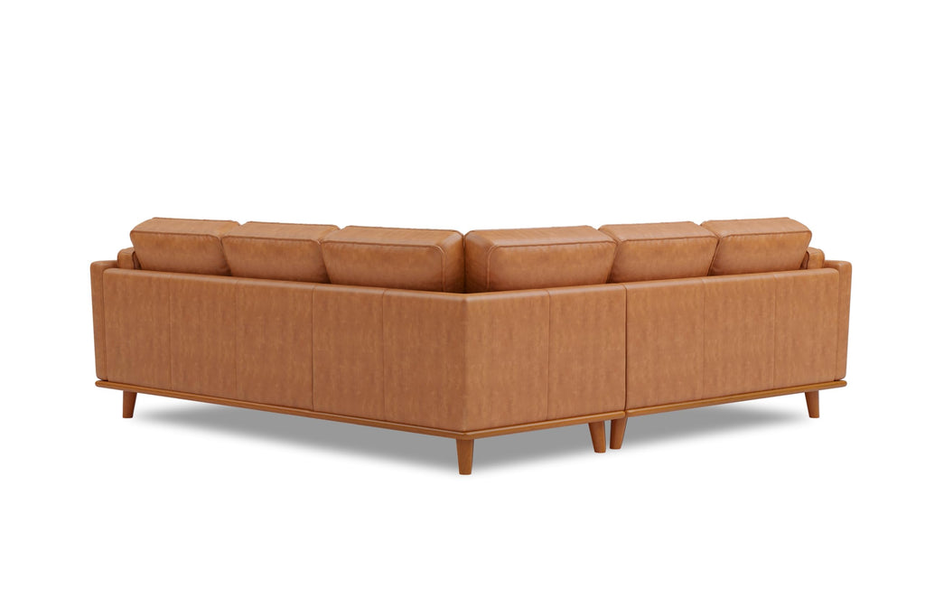 Artisan Full Leather Sofa - Pure Full Italian Nappa Leather Couch, Solid Wood Accent, Ultimate Comfort (Cognac