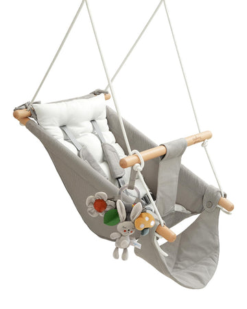 Baby Swing Indoor Outdoor, Canvas Baby Swing for Infant to Toddler with Comfort Footrest, Montessori Toys, Upgraded