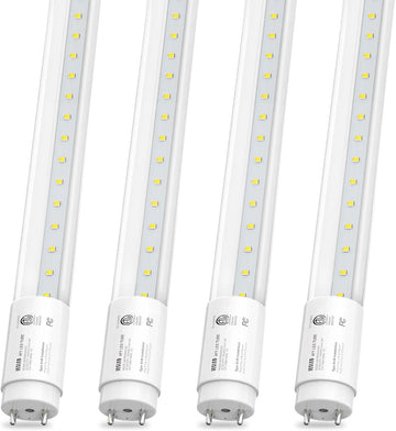 T8 LED Bulbs 4 FT, 14W 2450LM 6000K, Type A+B, Clear Cover