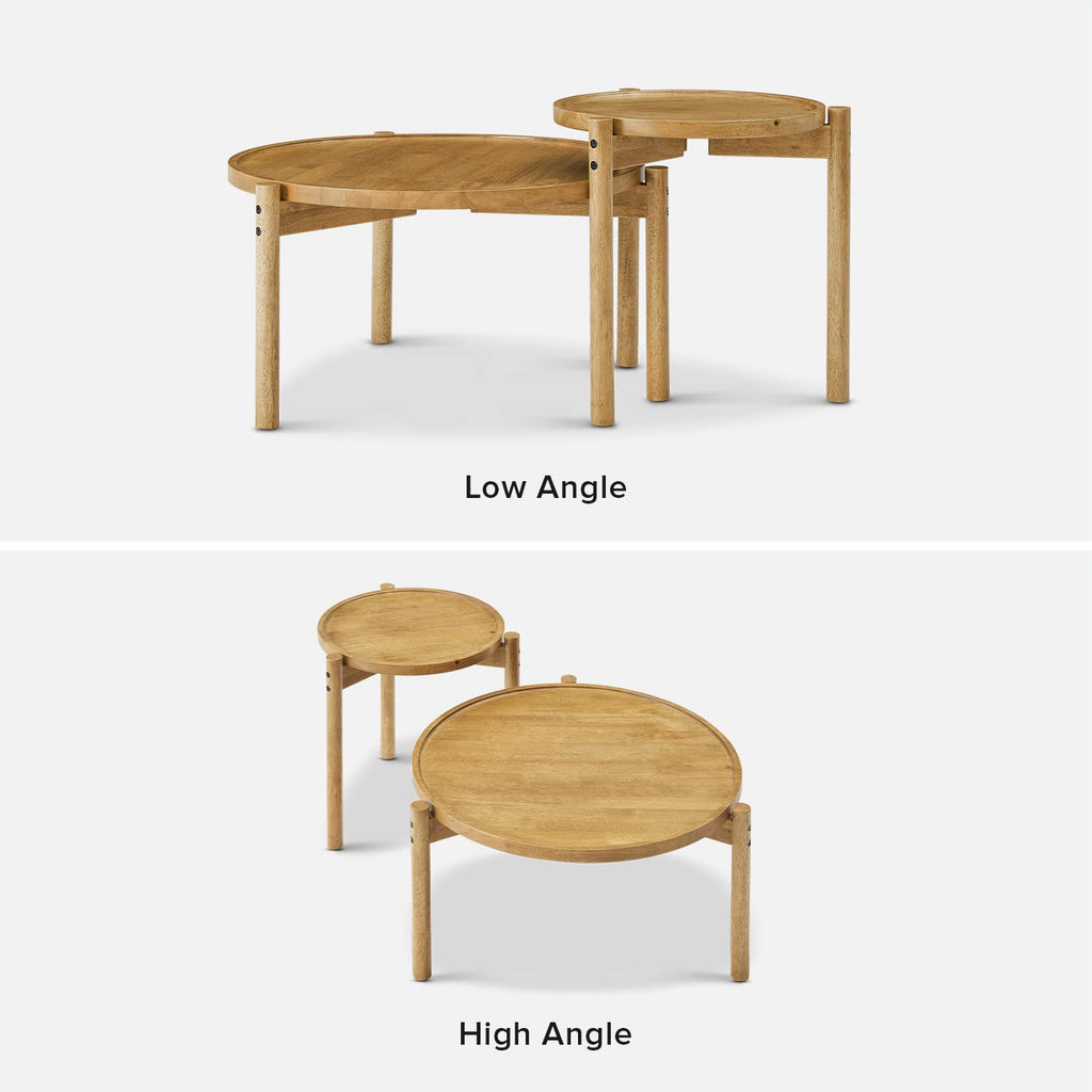 Dylan Solid Wood Nesting Coffee Set (Mango Wood Oak, Round)