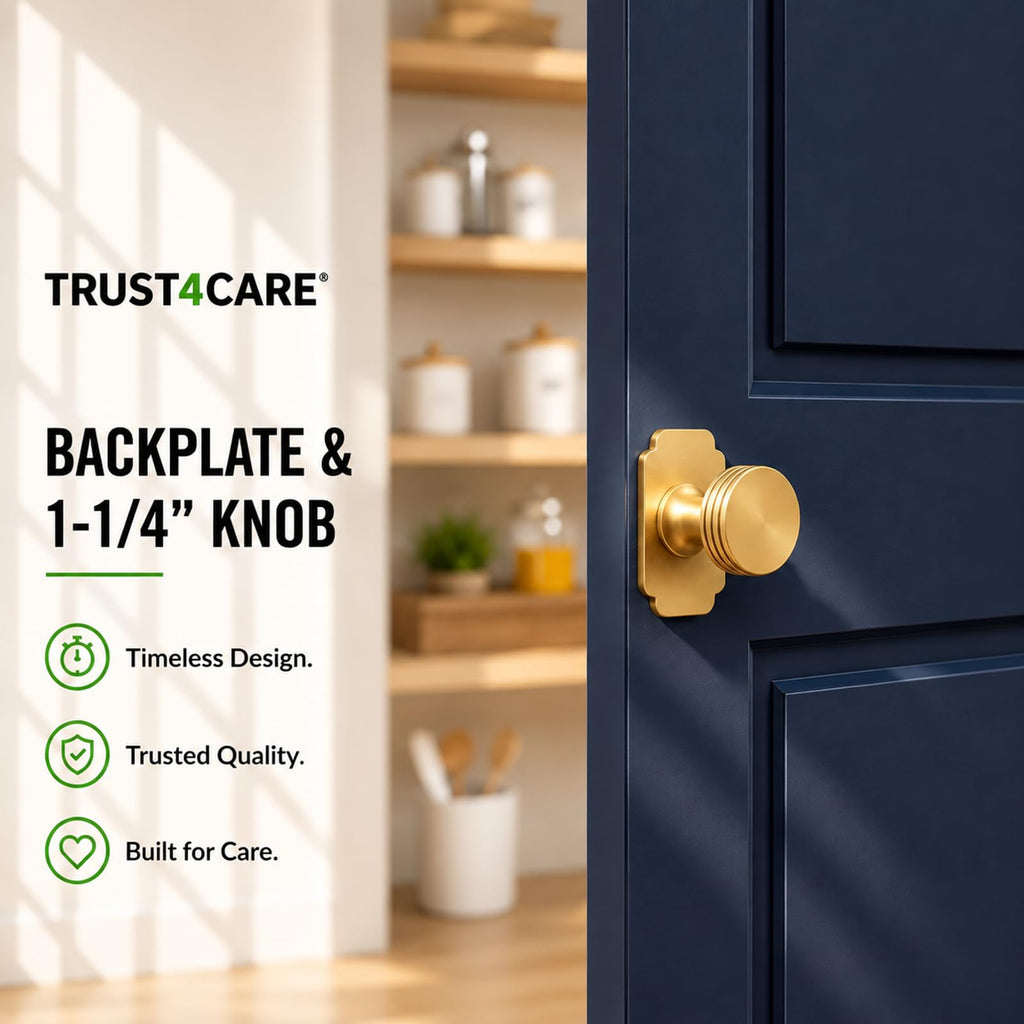 1.7" Gold Backplates of Bifold Closet Cabinet Knobs