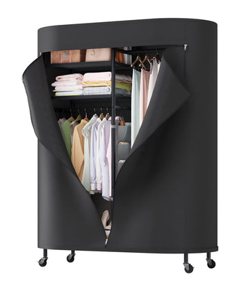 Heavy Duty Clothes Rack with Cover Portable Rolling Closet 480LBS