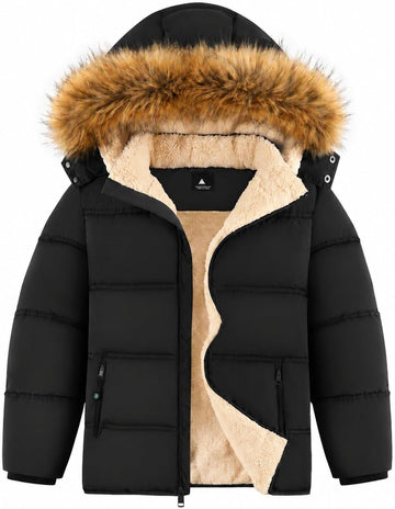 Boy's Girl's Winter Jackets Coat with Hood Windproof Puffer