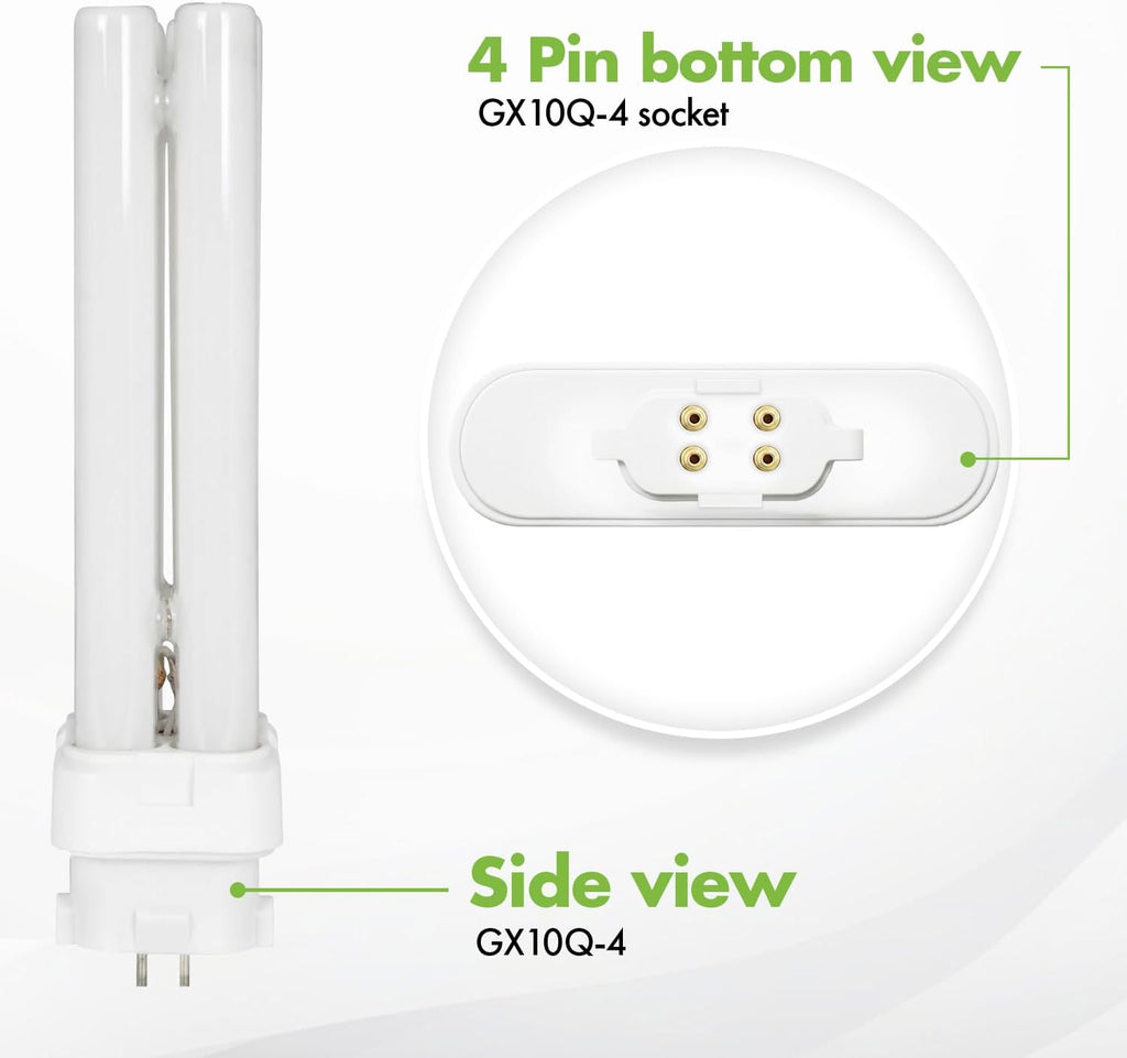 CFL Light Bulbs, 27W, 6500K Daylight, GX10Q-4 Base, 2-Pack