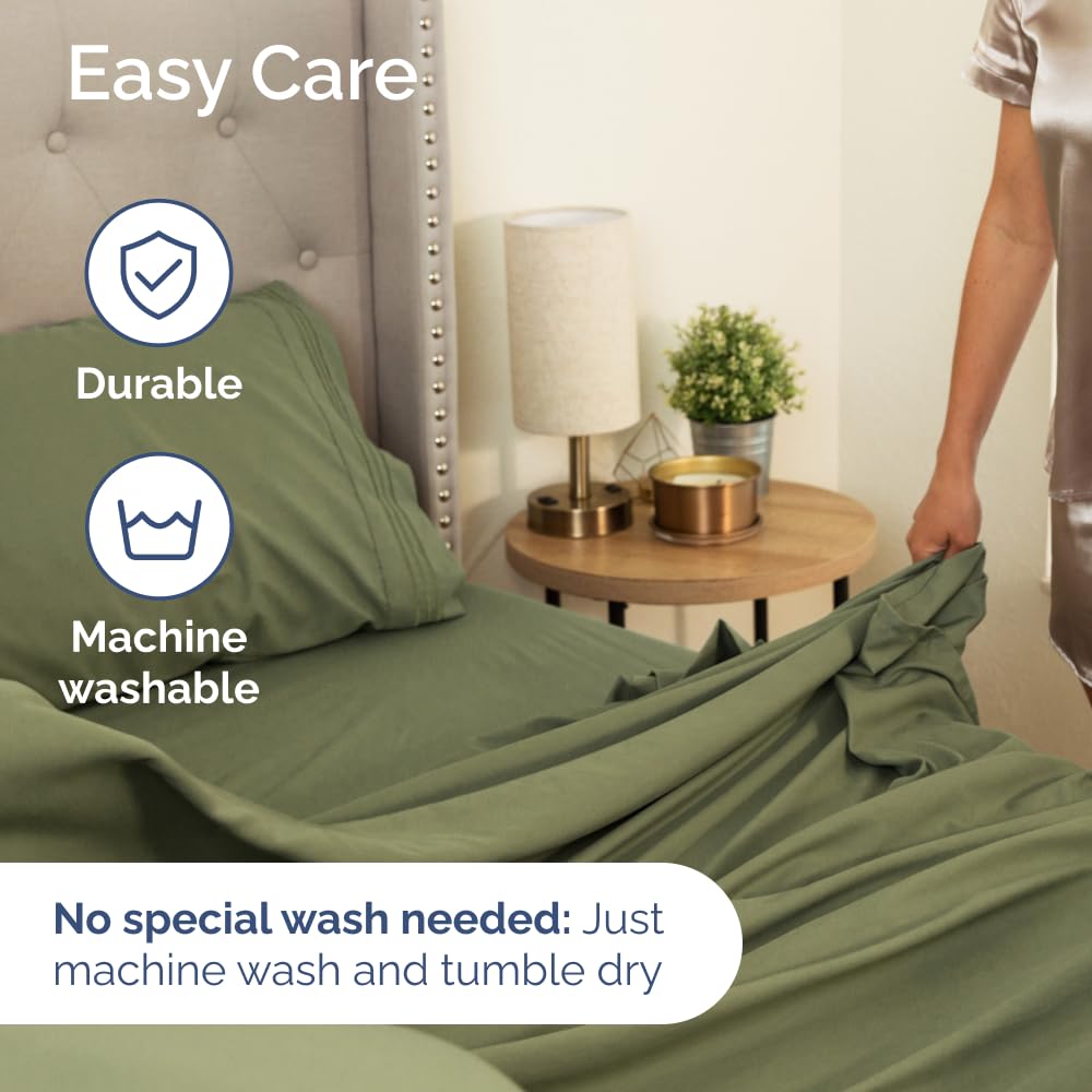 Flex Top Split Head King 4 Piece Sheet Set - Soft & Breathable - Sage Green