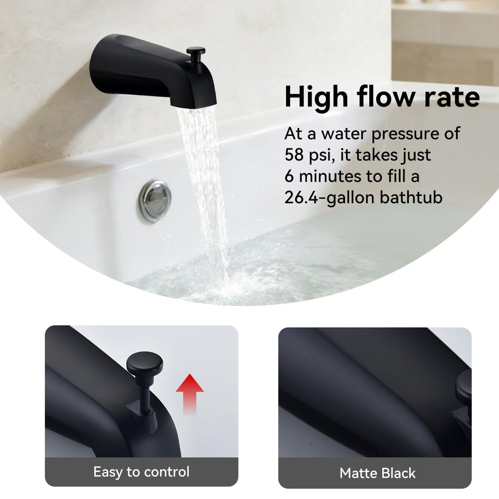 Tub Shower Faucet Set with Shower Head Black