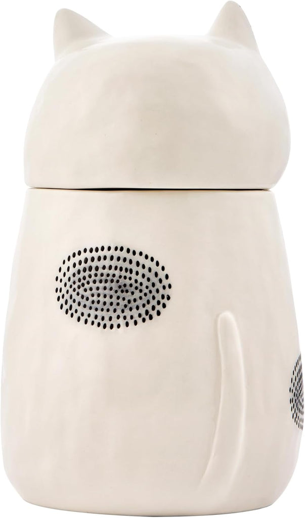 Cartoon Cat Handpainted Stoneware Air Tight White 10.2 inch Cookie Jar, Dishwasher Safe, for storing Cookie, Candy