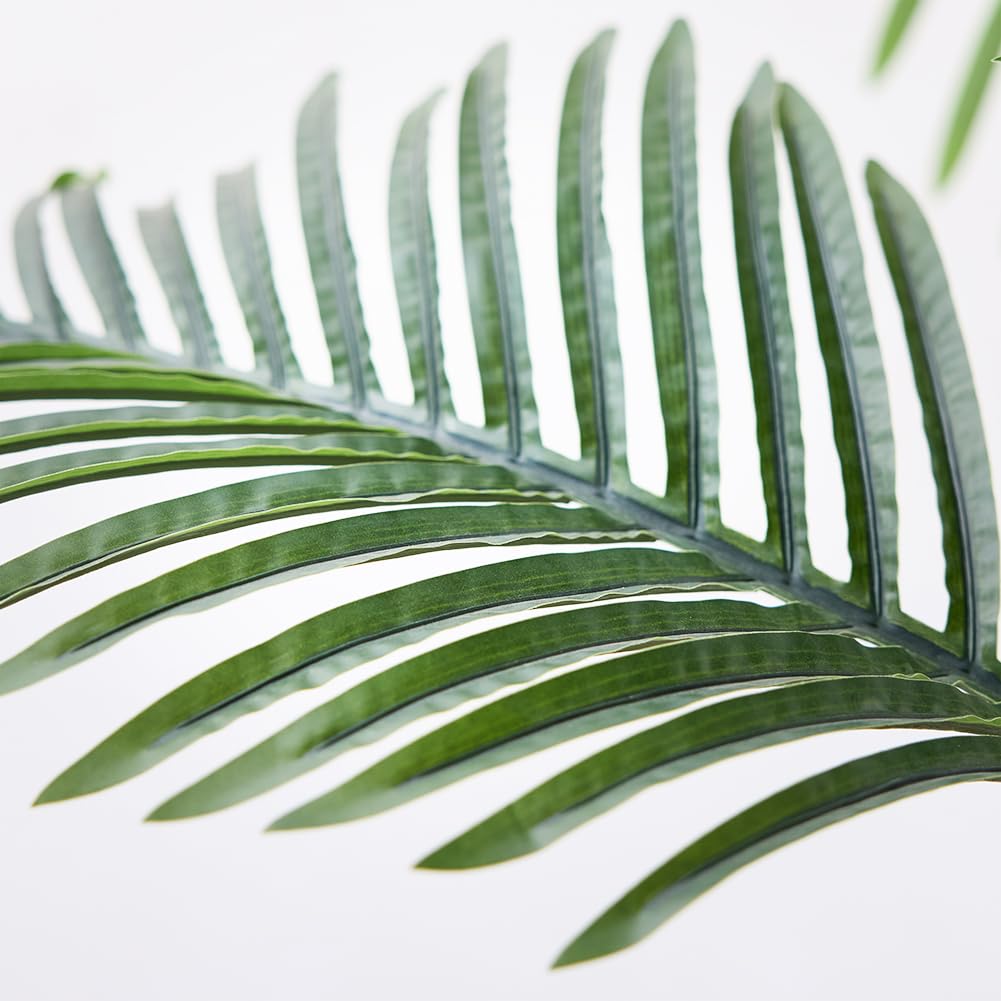 5FT Artificial Palm Tree - Tall Fake Tree with White Taper Planter & Pebbles, UV Resistant for Indoor & Outdoor Decor