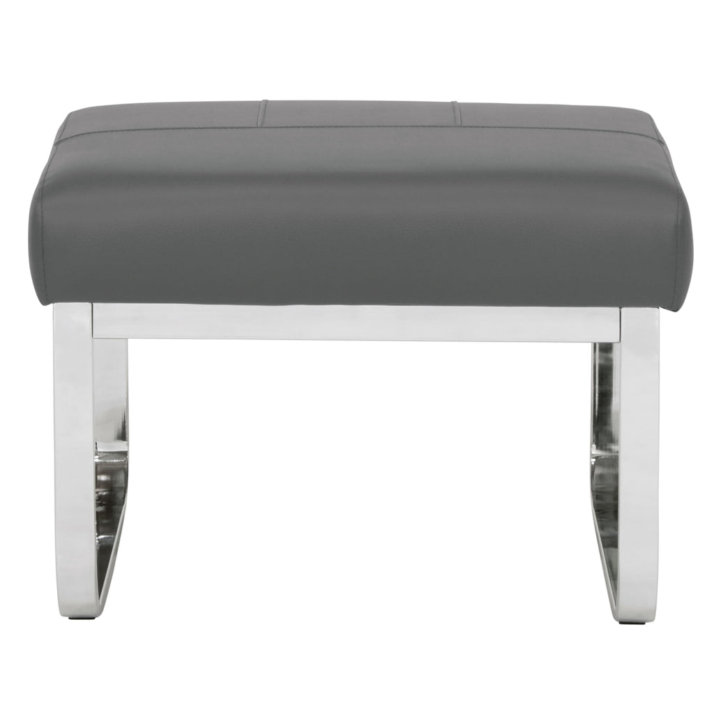 Allure Blended Leather Ottoman in Smoke Gray