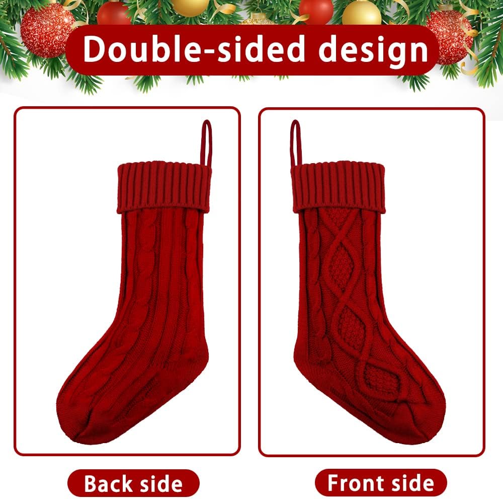 Christmas Stockings,18Inches Large Cable Knitted Stockings - Set of 6