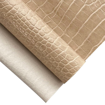 12" x 53" Glossy Embossed Crocodile Texture Faux Leather Roll Synthetic Leather Crafts Fabric for Wallets Keychains