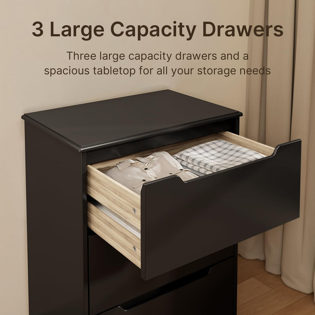 3 Drawers Chest, Bedroom Drawer Dresser with Large Storage Capacity