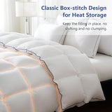 Feather Down Fiber Comforter Twin, White Fluffy Duvet Insert with Ultra Soft 100% Cotton Cover