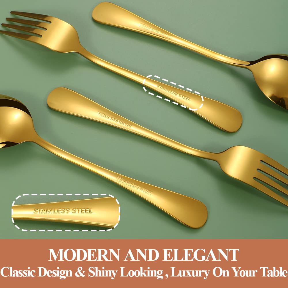Gold Silverware Set,50-Piece Stainless Steel Flatware Set for 10
