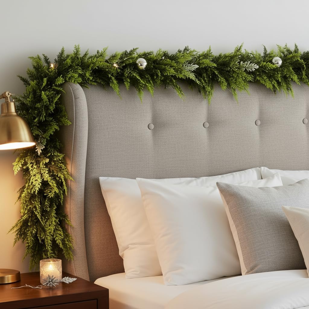 9 FT Christmas Cedar Garland, Real Touch Greenery