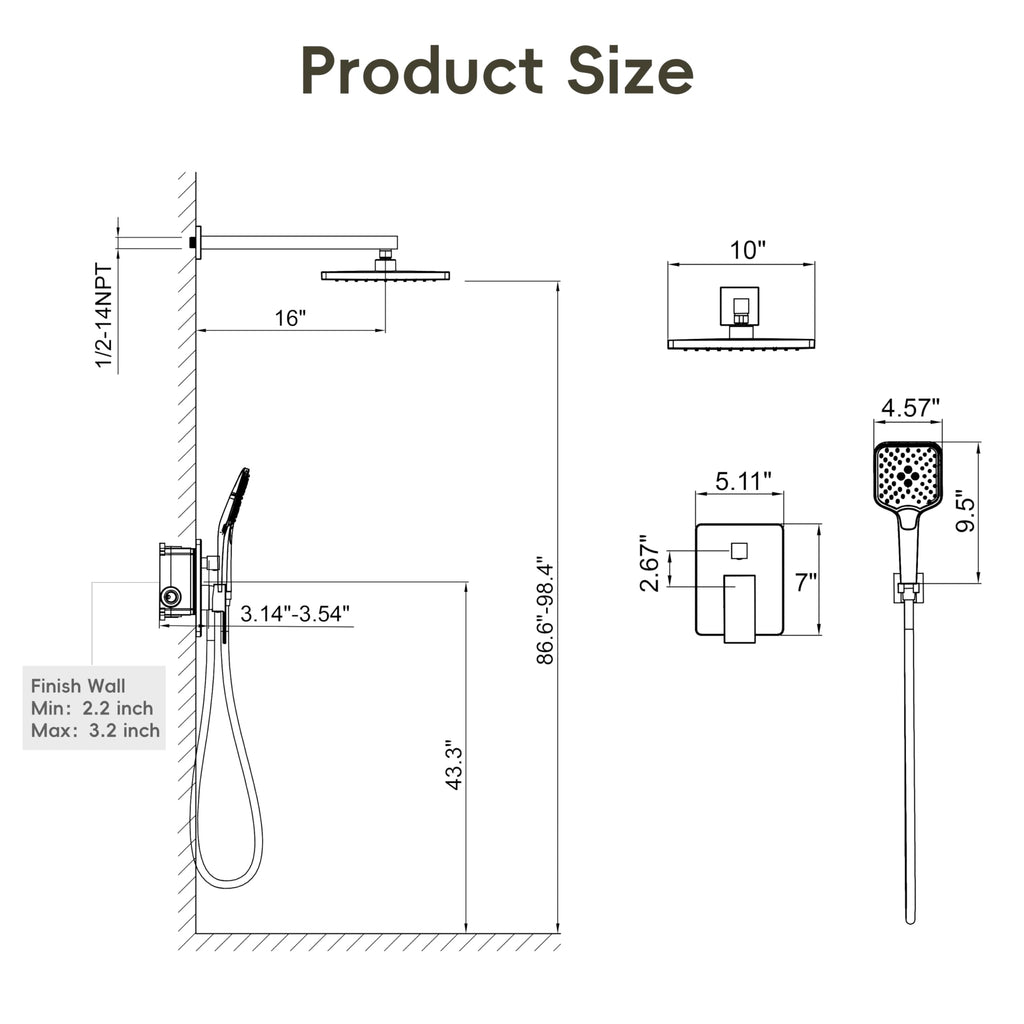 Shower System, 10" Shower Faucet Set with Handheld,Brushed Nickel