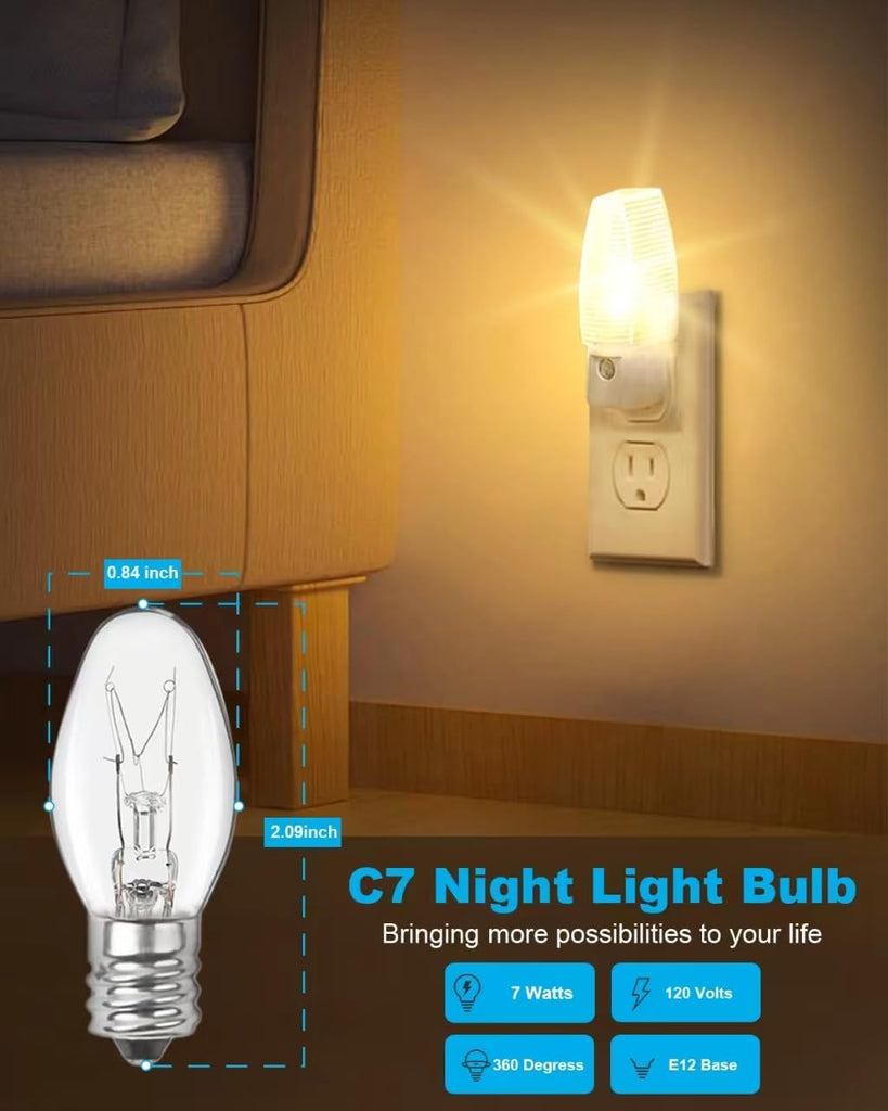 Night Light Bulb Warm White Replacement Bulbs - E12 Light Bulbs - 7Watt Incandescent Light Bulbs - 15 Packs Warm