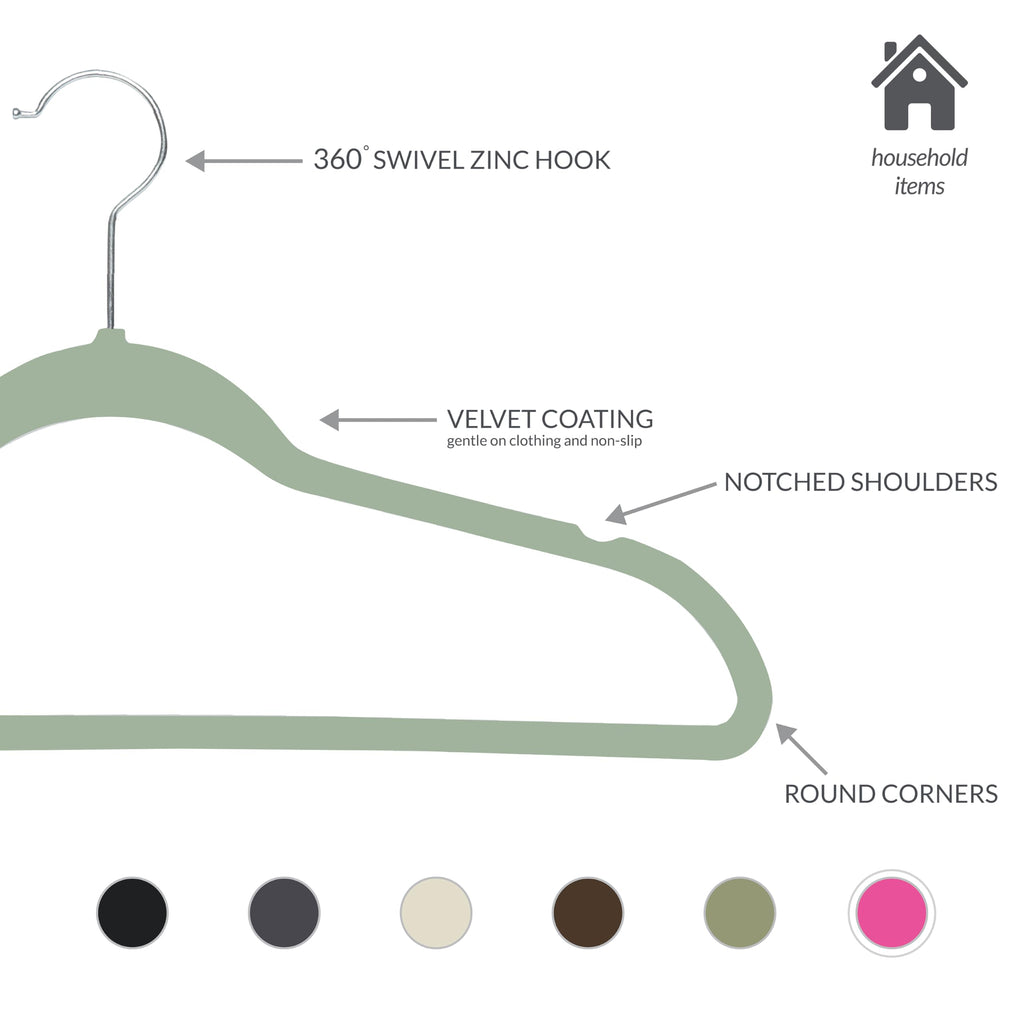 Slim Velvet Clothes Hangers | 100 Pack | Non-Slip | Shirts | Suit | Pants | Dresses | Garments | Closet Storage &