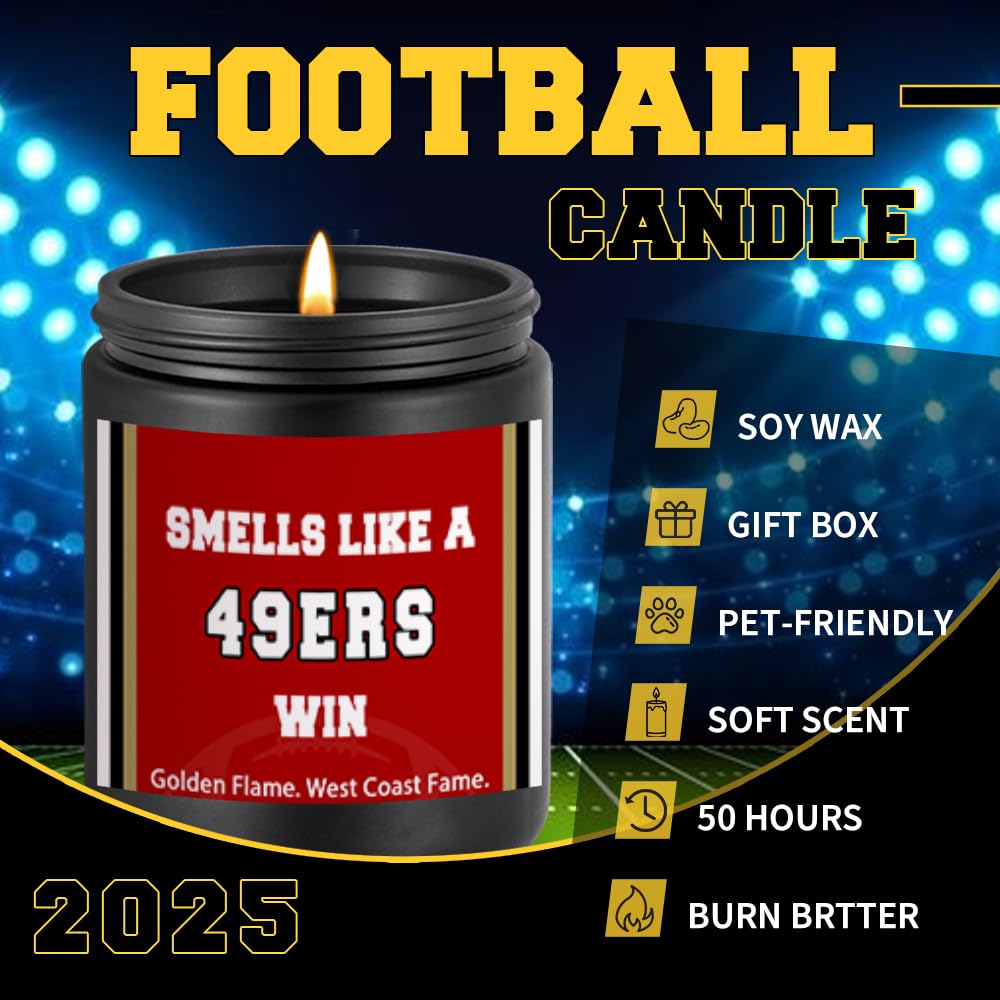 Smells Like A 49ers Win Scented Candle Football Themed Merch Fan Shop Men Women Sport Stuff Gear Decor Accessories