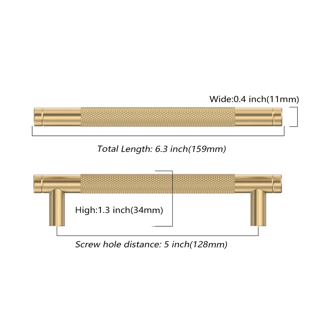 10 Pack 5 Inch(128mm) Champagne Bronze Cabinet Pulls Knurled Cabinet Handles Cupboard Handles Kitchen Cabinet